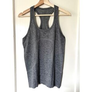 Lululemon Swiftly‎ Tech Racerback Run Tank Heathered Navy Blue White 10 Gym